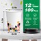 100 Pack 12 oz Disposable Cups with Lids, Summer Party Tableware, To-Go Thickened Paper Cups for Beverages, Tea, Hot Chocolate